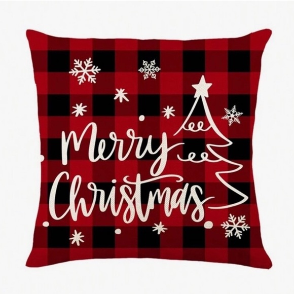 Other - “Merry Christmas” Festive Gingham Holiday Pillow Case